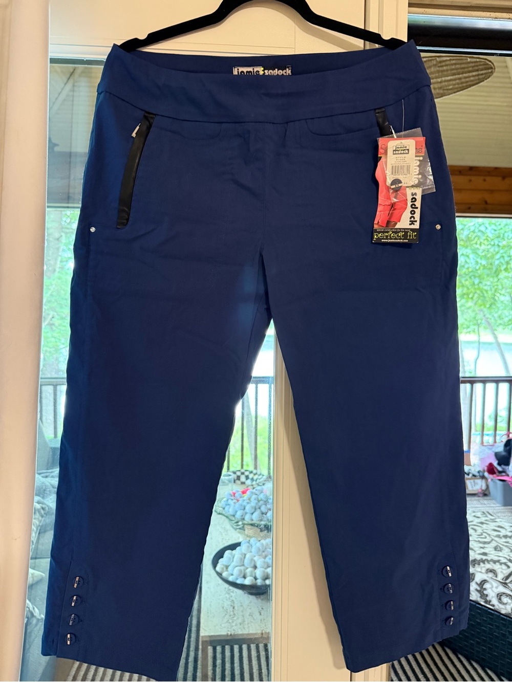 jamie sadock Navy Blue Capri Pants with Black pocket trim